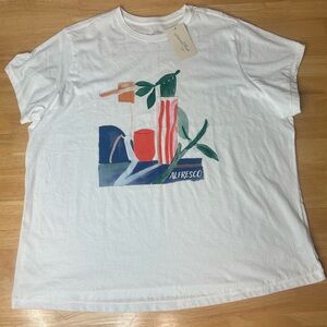 Universal Threads Women’s NWT Plus Size White Tee Alfresco Size 1X